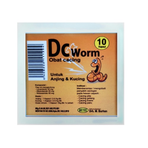 DC Worm 1-10 Kapsul / Obat Cacing Kucing / Obat Cacing Anjing / Obat Cacing Hewan