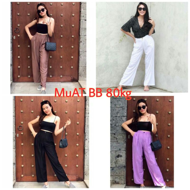 Celana Highwaist Kulot Hawai Bahan Rayon