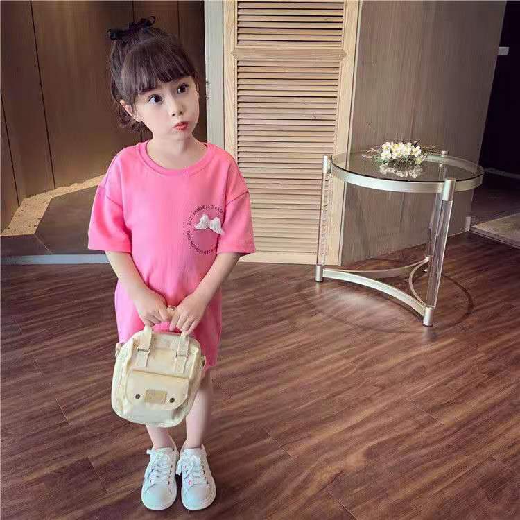 [PRINCESS KESLI] 1-8tahun Dress kaos angle sayap bidadari  pink yellow cotton Baju anak perempuan Pakaian anak cewek Dress Baju atasan perempuan anak perempuan