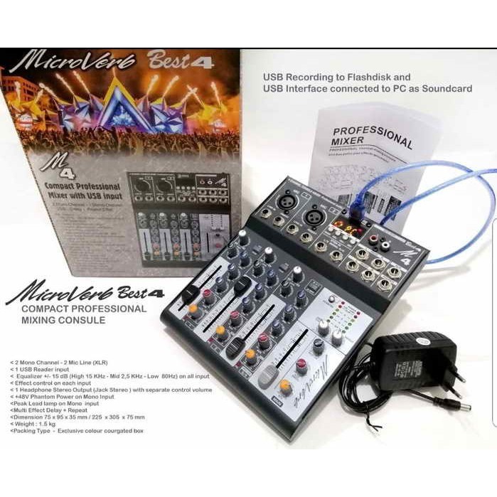 mixer audio microverb best 4 usb bleutooth