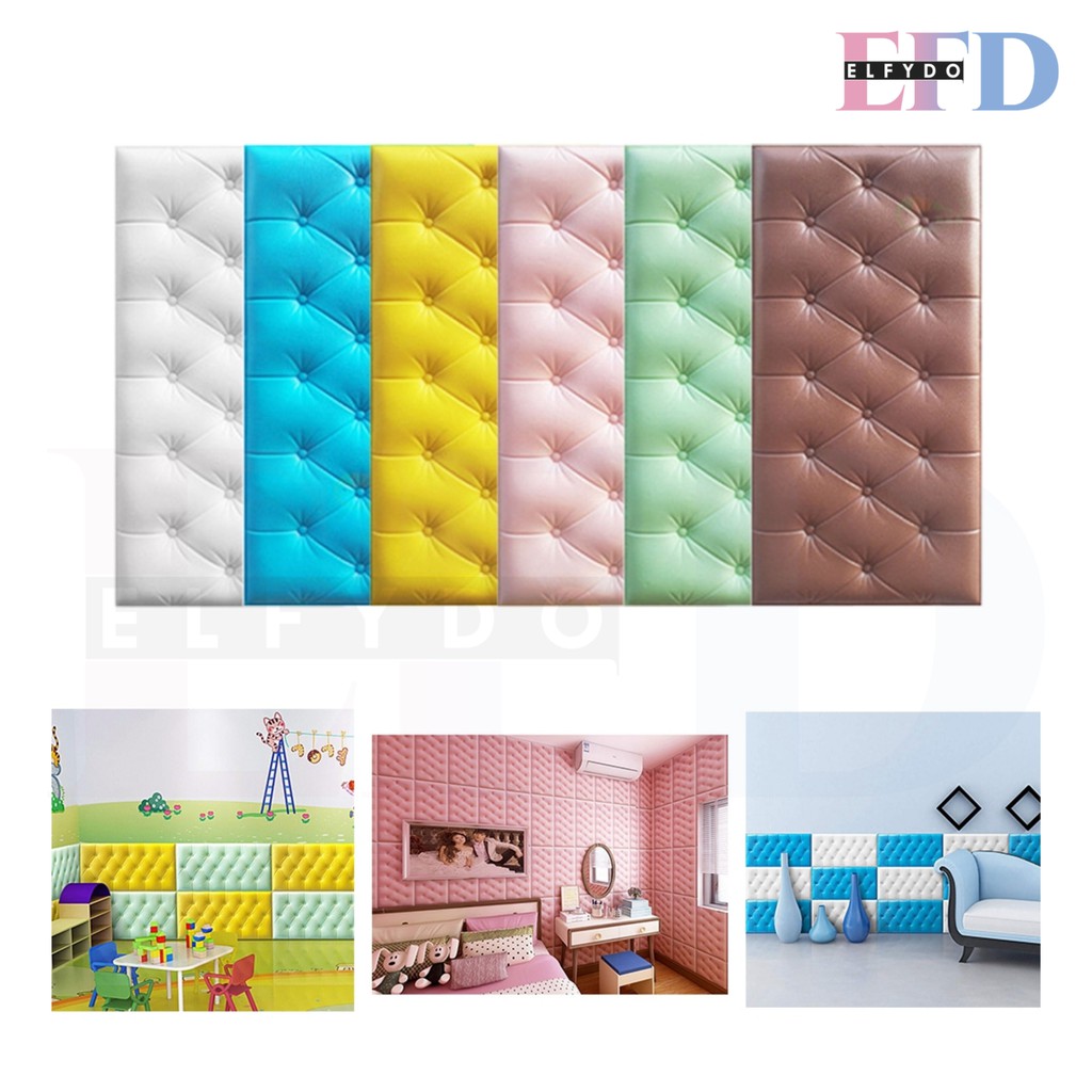 ELFYDO - HL0206 Wallpaper 3D Foam Stiker Wallpaper Foam Kedap Suara Tahan Air Headboard Bed Wallfoam Empuk Dekorasi Rumah