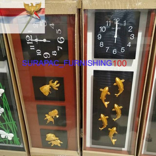 JAM HIASAN DINDING IKAN KOI /JAM DINDING HIAS INFORMA MURAH