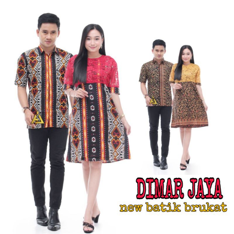 Baju Batik Couple Keluarga Dress Brokat