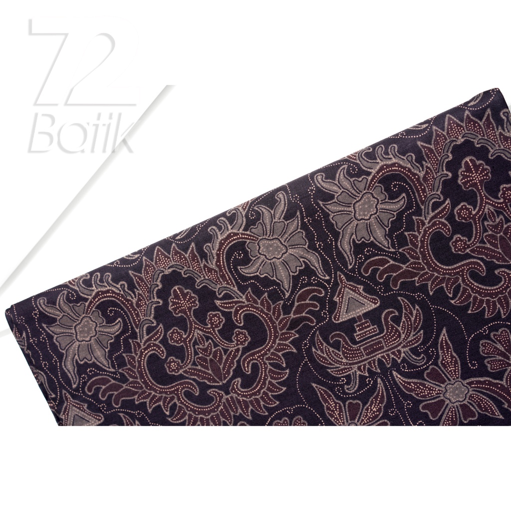 KAIN BATIK PREMIUM Bahan Katun Motif Kembang Taman Warna Hitam 721130 Cap 72 Jarik Jarit Samping Kebat Panjang Batik Katun Modern Premium Bahan Seragam Batik Pernikahan Kantor Keluarga Murah Kamen Jadi Batik Bali Lembaran