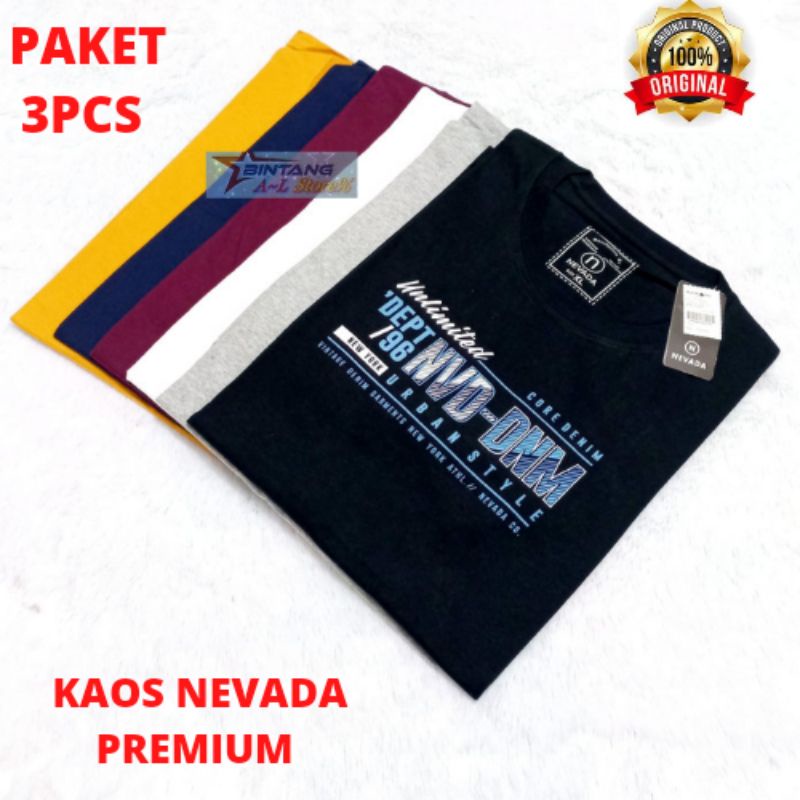 Baju Kaos Pria Distro 3pcs 100k Lengan Pendek Dewasa / Kaos pria distro  / kaos Nevada Keren Murah Berkualitas Premium Tshirt Cowok Cewek / baju nevada distro