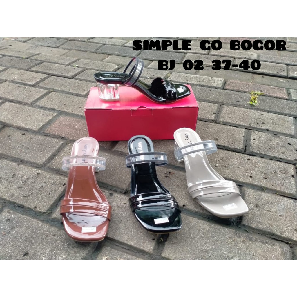 SENDAL WANITA - SANDAL HAK KACA TERBARU BJ-02 SIZE 37-40