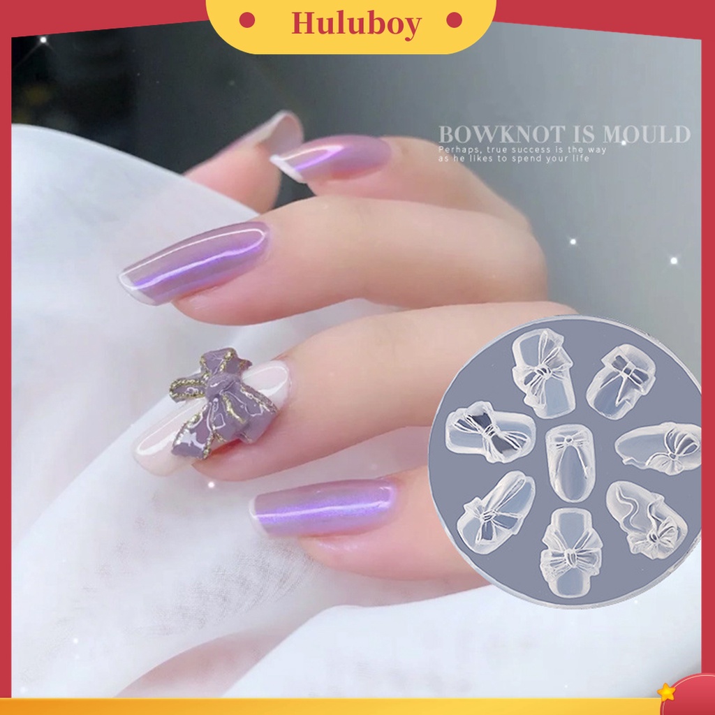 Huluboy Huluboy♡ Cetakan Silikon Bentuk Pita 3D Reusable Untuk Manicure DIY