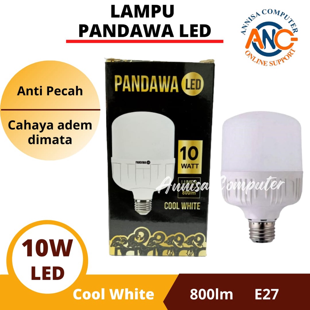 LAMPU PANDAWA LED 10 Watt / Cool White / E27 800lm / 10W Murah / ORI