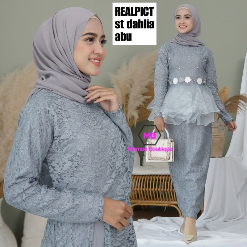 SET KEBAYA DAHLIA - SETELAN KABAYA PESTA BRUKAT MODERN - BAJU ATASAN ROK BROKAT IMPORT MURAH