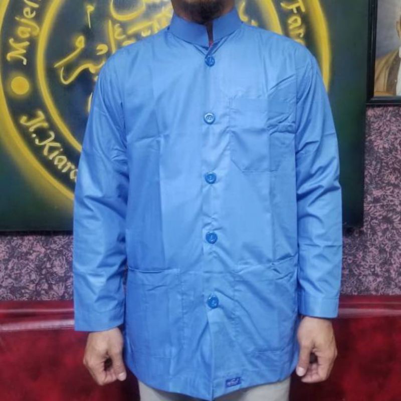 BAJU KOKO AMMU merek Oemar terlaris haibah ammu atasan pria baju  koko pria habaib kiyai para ust-Biru laut