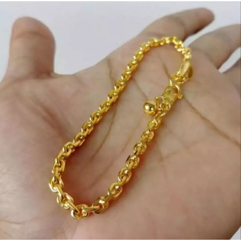 GELANG RANTAI NORI MEDAN LAPIS EMAS TITANIUM TERLARIS