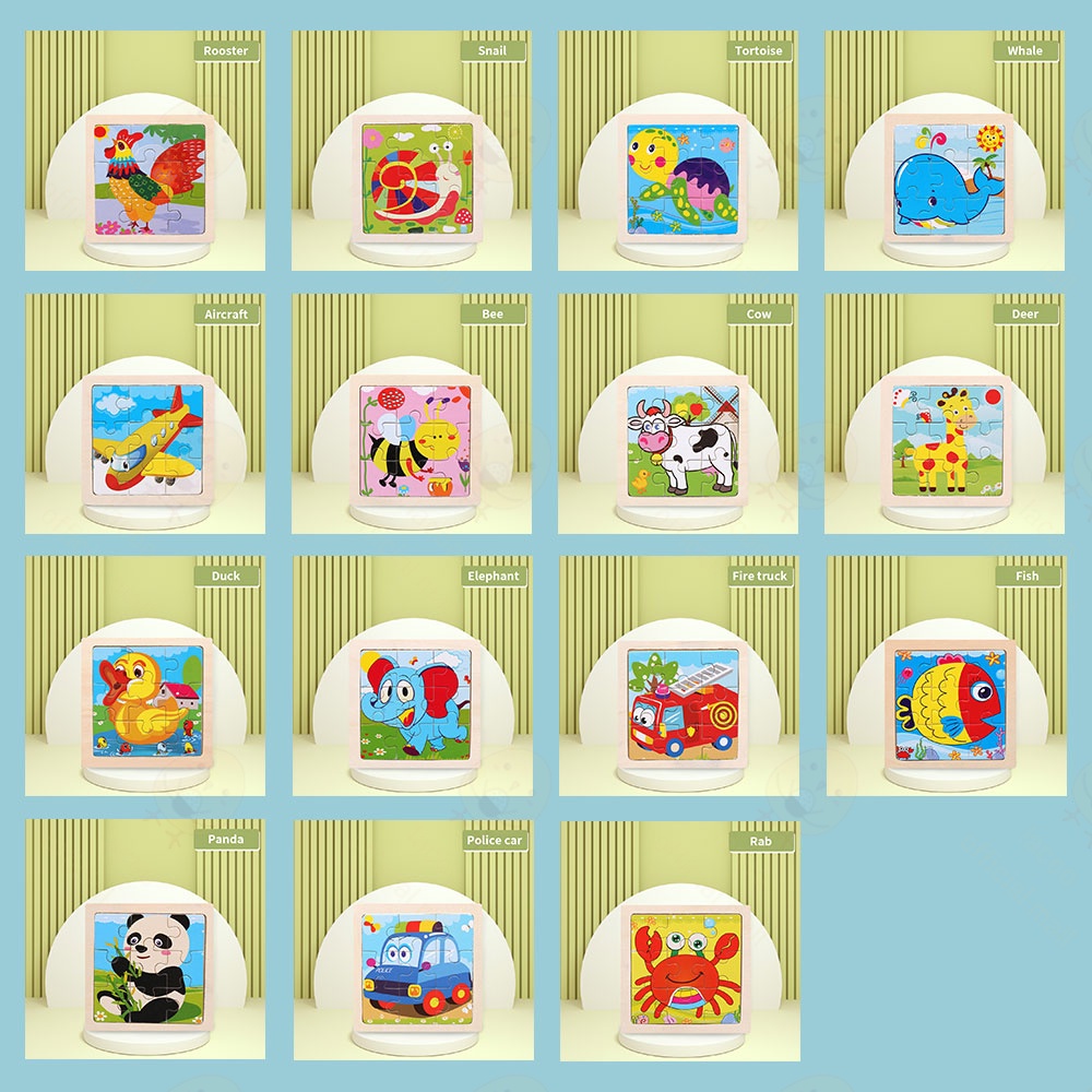 Poney Mainan edukasi puzzle kayu anak motif hewan lucu Jigsaw anak