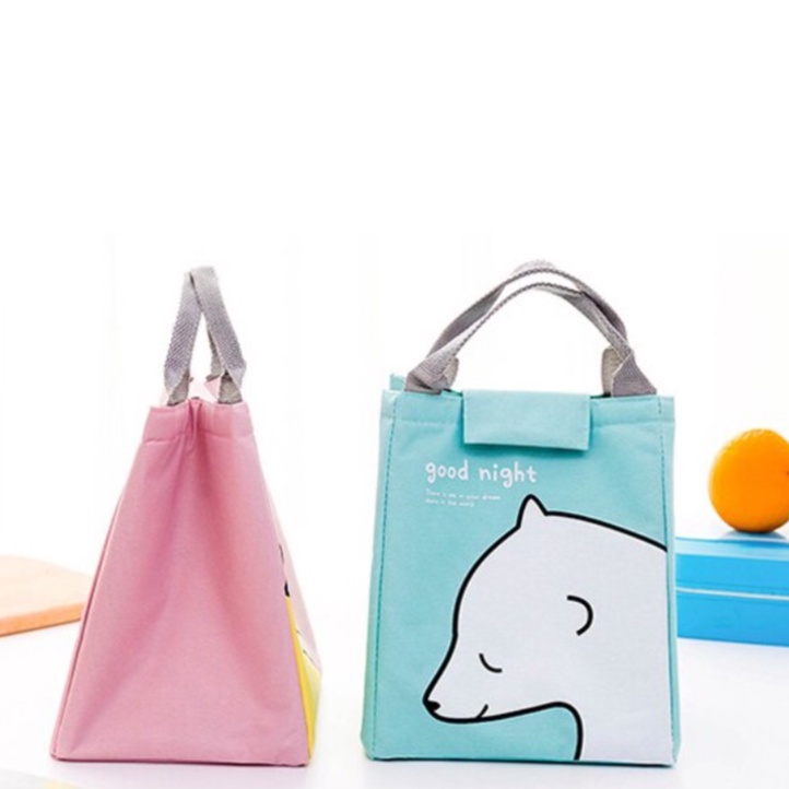 Cooler Bag Besar Bahan Canvas / Cooler Bag Karakter Lucu / Tas Penyimpan Asi Ukuran BESAR/ Tas Bekal Canvas Lunch bag
