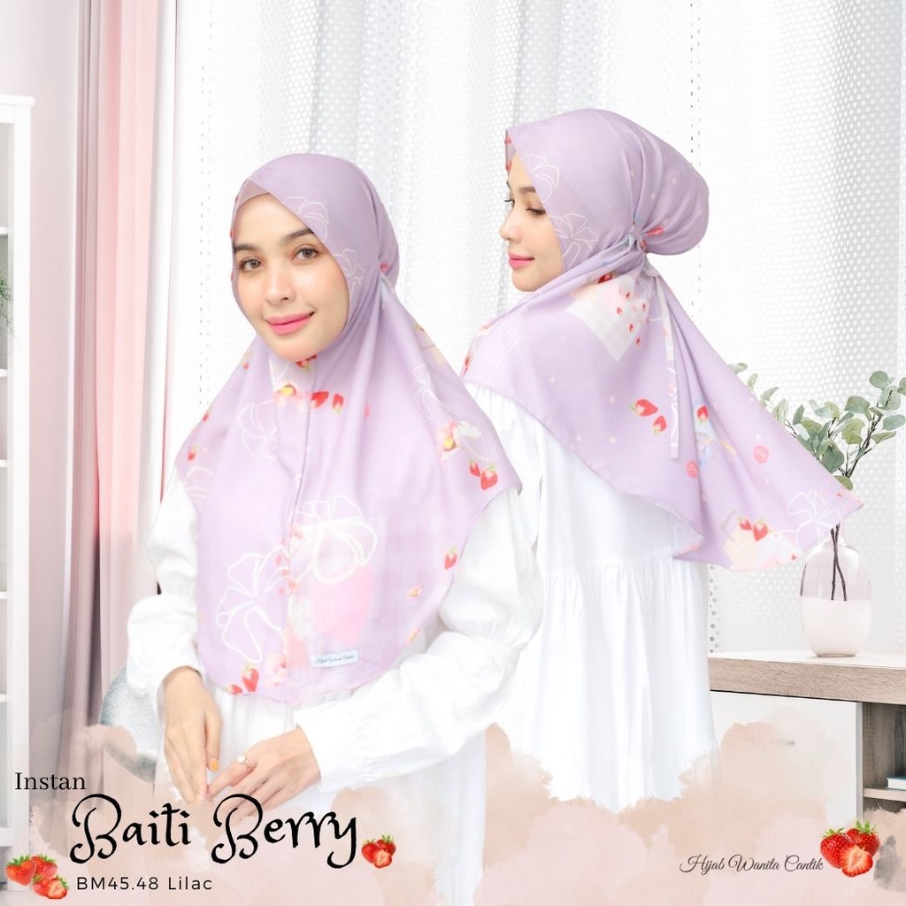 Hijabwanitacantik - Instan Baiti Berry - BM45.48 Lilac | Hijab Instan Bergo | Jilbab Instan Motif Printing Premium