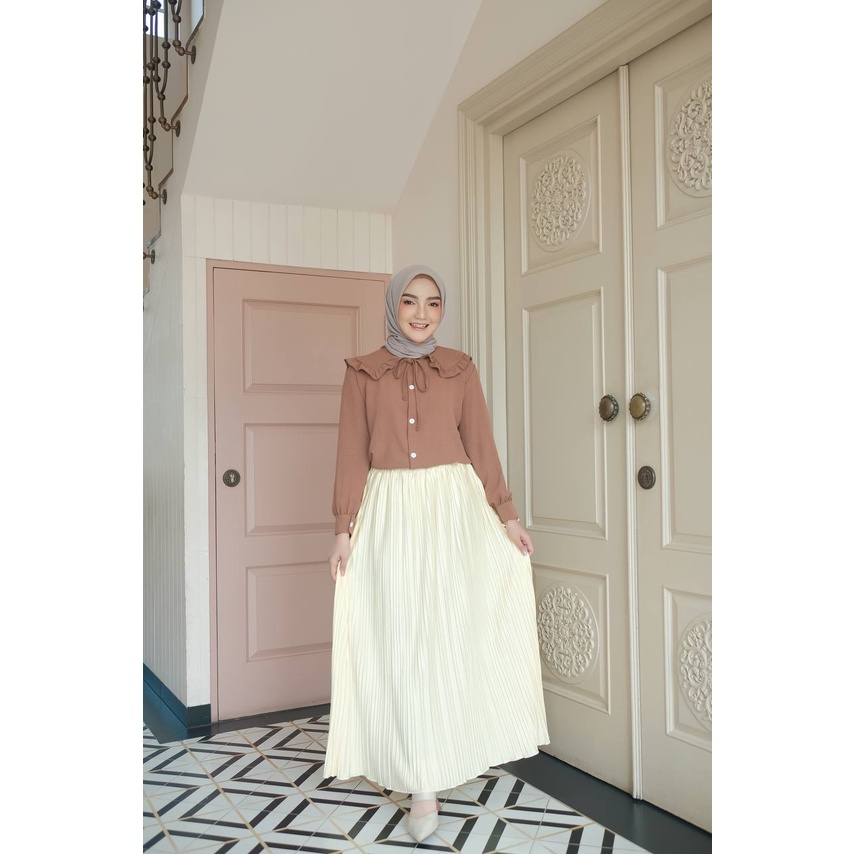 Setelan rok Wanita Polty Blouse Set Longskirt Plisket By Aeraaqu