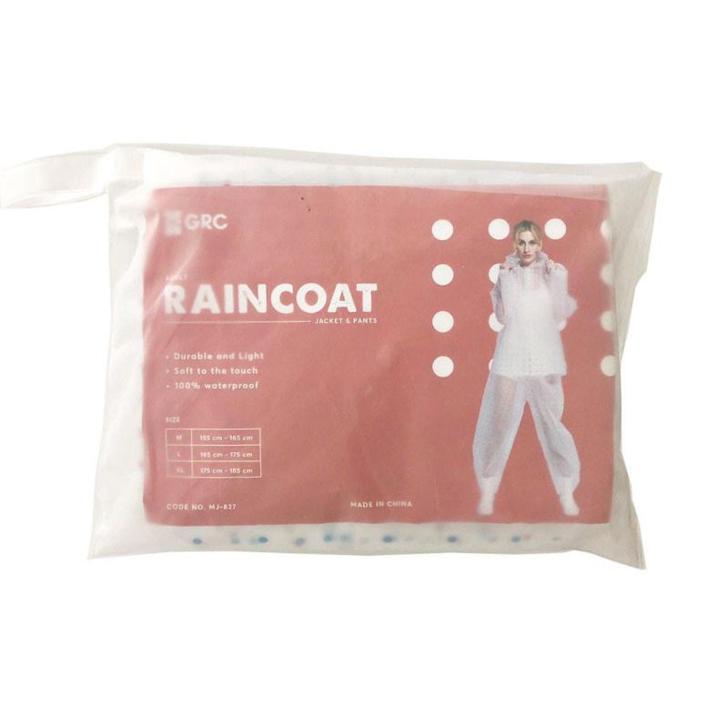 Jas Hujan Setelan / Mantel Hujan/ Raincot Transparan Polkadot