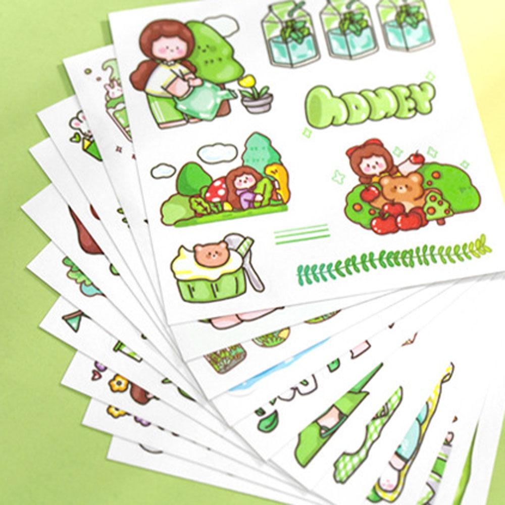 [Elegan] Set Stiker Scrapbooking Karakter Kartun 20pcs Bear Bunny Kelinci Hewan Anak Perempuan Laki-Laki Pola DIY Diary Album Foto Alat Tulis Stiker Hias