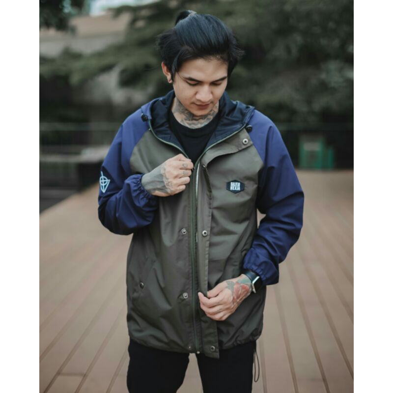 Jaket Casual Pria Jaket Parasut Jaket Outdoor Salviohexia Hijau Navy