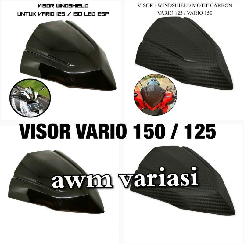 VISOR VARIO 150 DAN VARIO 125 LED ESP 2015 - 2017 WINDSHIELD VARIO 125 VARIASI HITAM KARBON CARBON FREE DOUBLE TAPE 3M  WINSIL VARIO WINDSHIELD