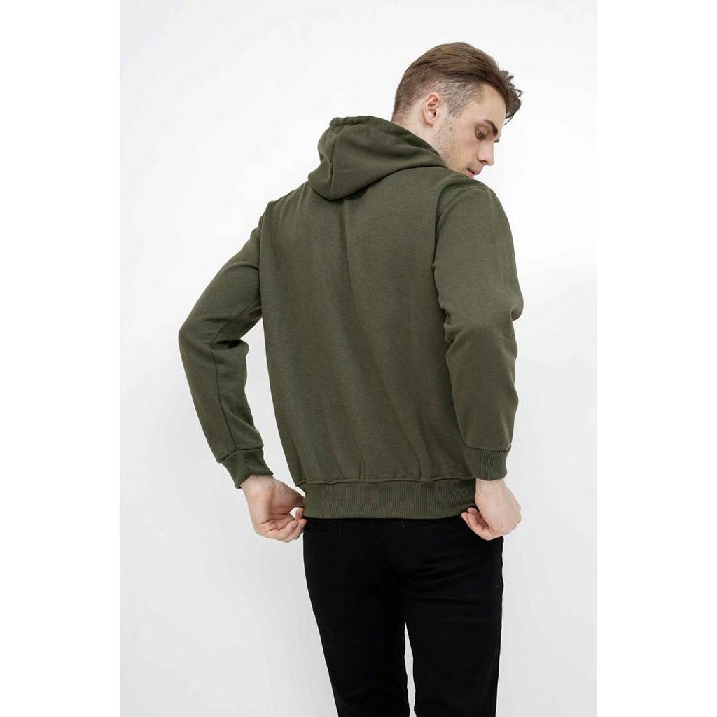 Houseofcuff Jaket Polos Hoodie Zipper Sweater Warna hijau army