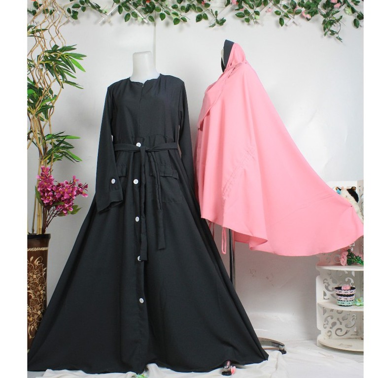 Gamis Set khimar cadar wolfis Kancing ALNA Busana Syari Wanita muslimah fashion style purdah niqob