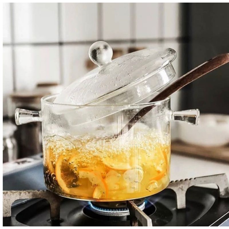 STEWING SOUP PANCI KACA GLASS PAN TAHAN PANAS dan API FREE PACKING KAYU