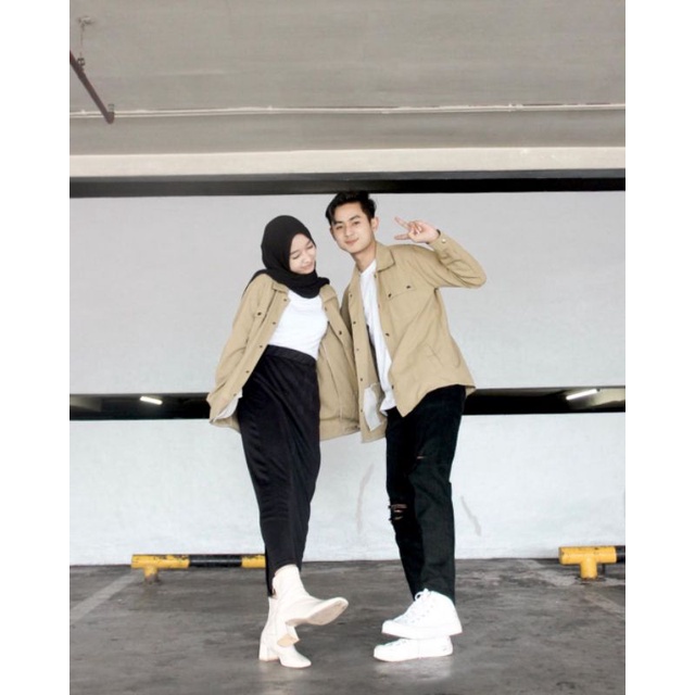 Kemeja Outer Couple Set Korean Style - Kemeja Oversize Pria Wanita - Baju Couple