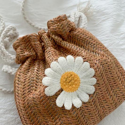 Stok terbatas.. Mouseman - Tas Selempang Rajut Motif Bunga Daisy / Tas Serut