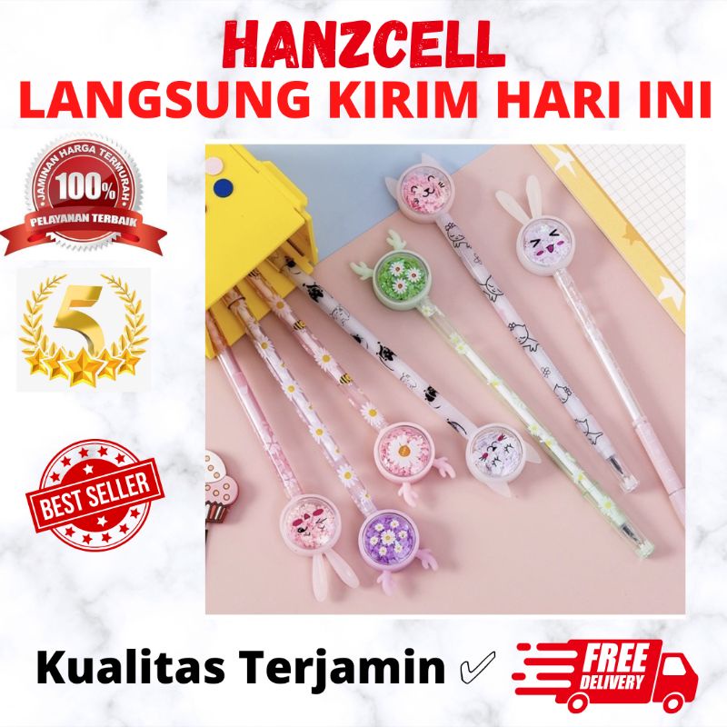 

bulpoint Pena karakter payet Gliter bunny lucu black ink gel pulpen murah