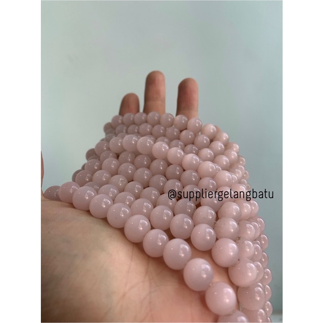 Bahan renceng kalung Gelang PINK CAT EYE 10mm mata kucing natural akik