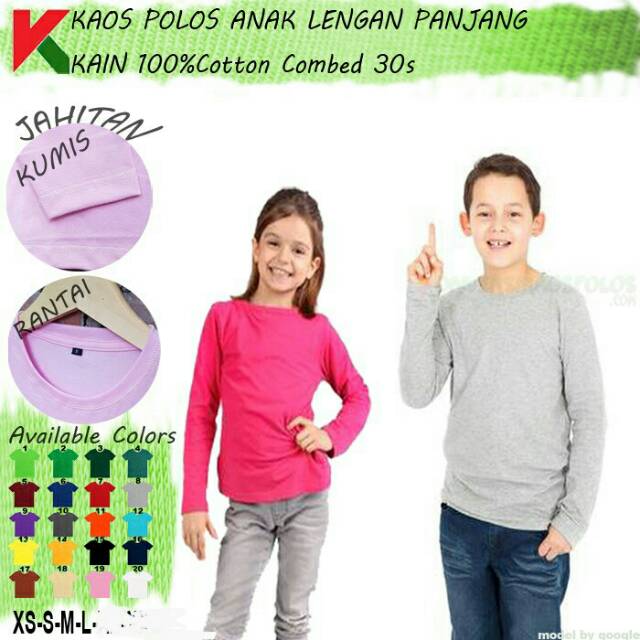 Download KAOS LENGAN PANJANG POLOS PREMIUM ANAK USIA 1-8 TAHUN (XS ...