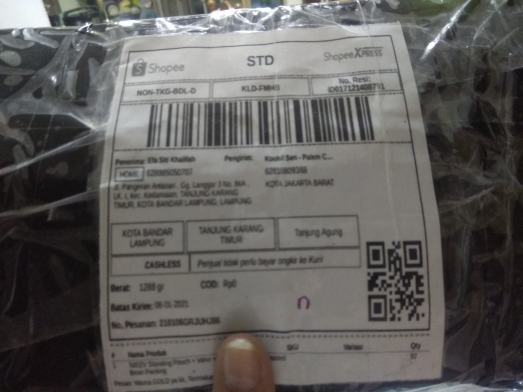 500zv Standing Pouch + Valve + Zip Alu Foil 250 G Roasted Bean Packing