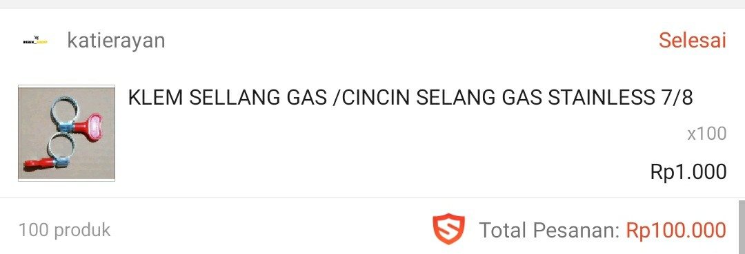 Klem Sellang Gas /cincin Selang Gas Stainless 7/8 Winn Gas