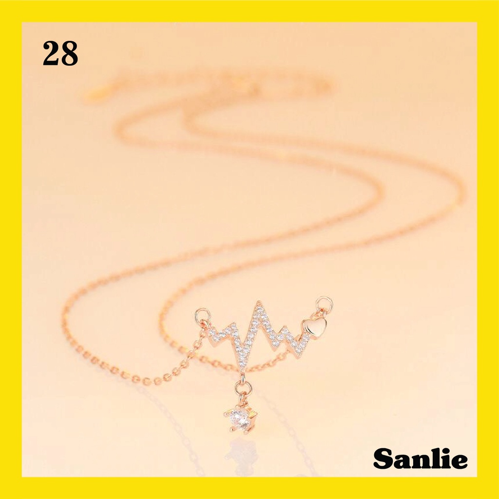 Sanlie Kalung Titanium Wanita Korea  Kalung Liontin Fashion Murah Model Listrik 28