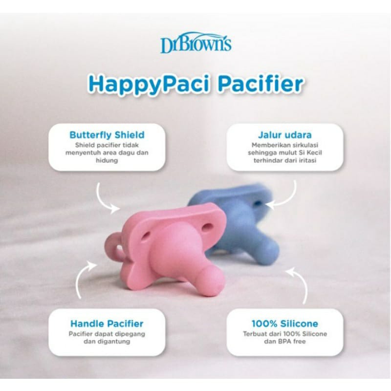 Dr. Brown's HappyPaci Two-Piece Silicone Pacifier Empeng Bayi 0m+ Blue Green