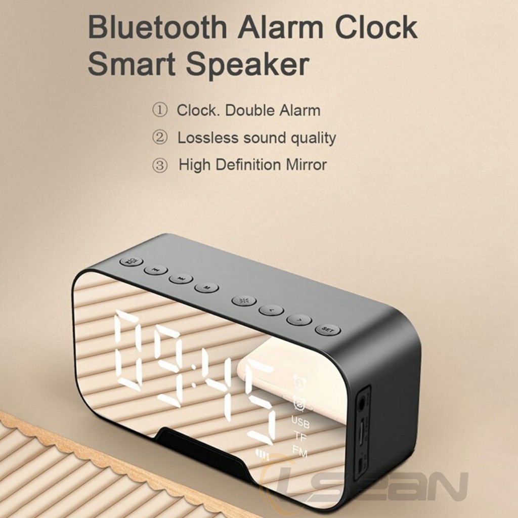 Jam Alarm Q5 Pintar dengan Speaker Mirror Display