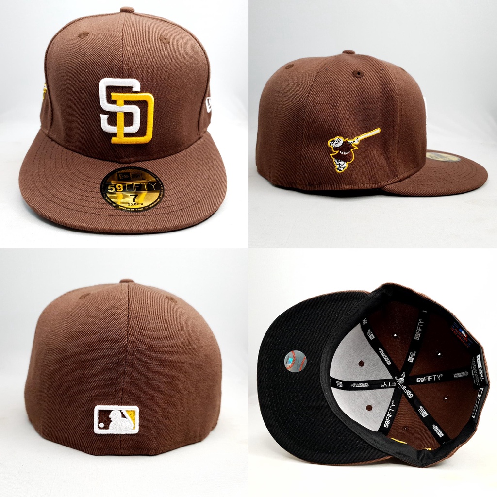 TOPI FITTED MLB SAN DIEGO PADRES COKLAT LOGO KUNING PUTIH