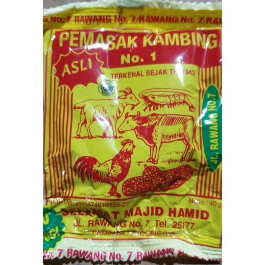 

Bumbu masak pemasak kambing no.1 ramuan gulai Selamat Majid Hamid 40 gram.