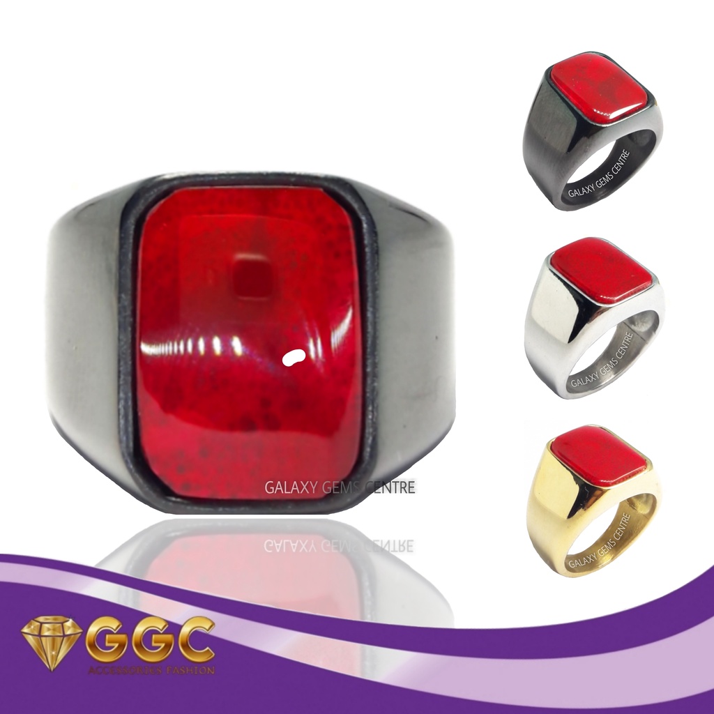 CINCIN BATU CORAL RED MARJAN ORIGINAL