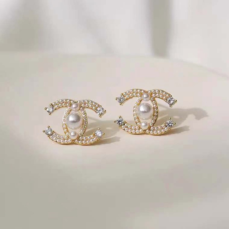 Anting Tusuk Gantung Temperament Desain C Ganda Hias Mutiara Gaya Trendy Untuk Wanita