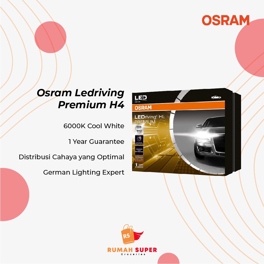 Osram LED Premium H4 46204CW - Lampu LED Mobil