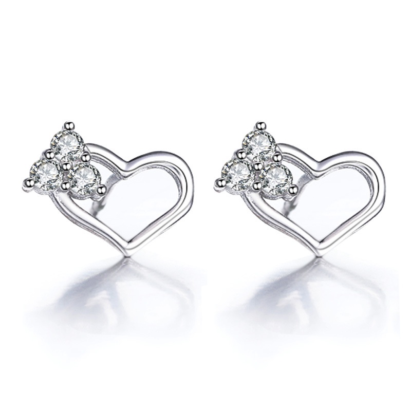 Anting Perak 925 Wanita Cinta Hati Fashion Perhiasan/Subang Telinga anting perempuan