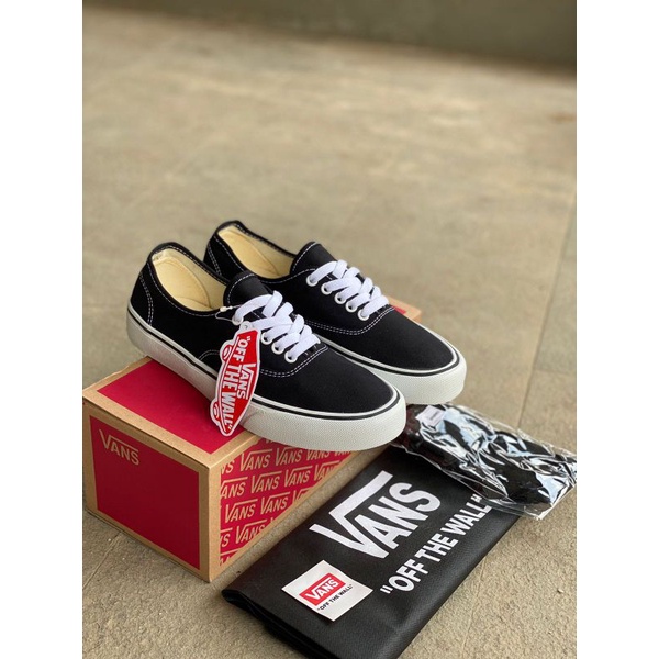 SEPATU VANS AUTHENTIC BLACK WHITE PREMIUM, SEPATU SNEAKERS IMPORT MADE IN CHINA