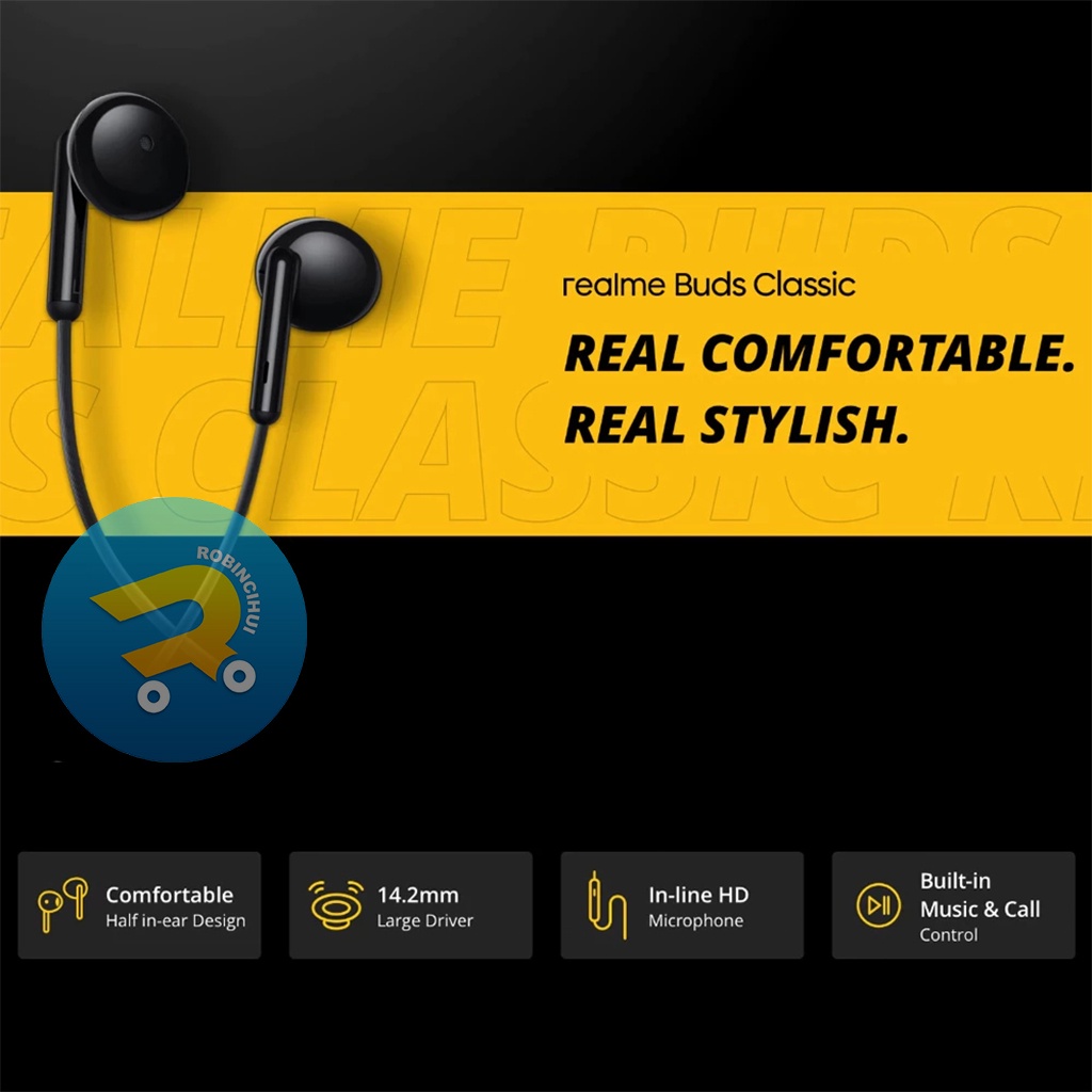 HEADSET REALME BUDS CLASSIC JACK 3,55 MM ORIGINAL - EARPHONE REALME BUDS CLASSIC JACK 3,55 MM - HANDSFREE REALME BUDS CLASSIC JACK 3,55 MM - HEADSET REALME - HEADSET JACK 3,55MM - HEADSET REALME BUDS CLASSIC  - HEADSET JACK 3,55MM