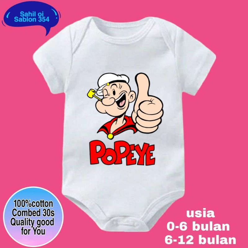 BAJU BAYI JUMPER BABY POPEYE kaos bayi kids jumpsuit kids bodysuit laki-laki perempuan cotton combed