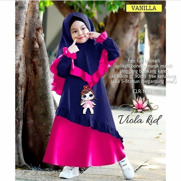 VIOLA SYARI KIDS Gamis Anak 6-8 tahun Panjang Trendy 2021