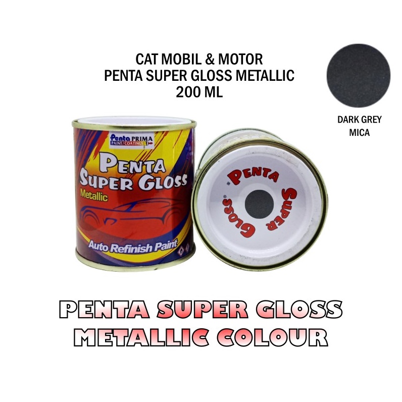 CAT PENTA DARK GREY MICA 96008 200 gram - cat penta abu abu - cat abu abu penta super gloss - cat motor abu abu - cat mobil abu abu