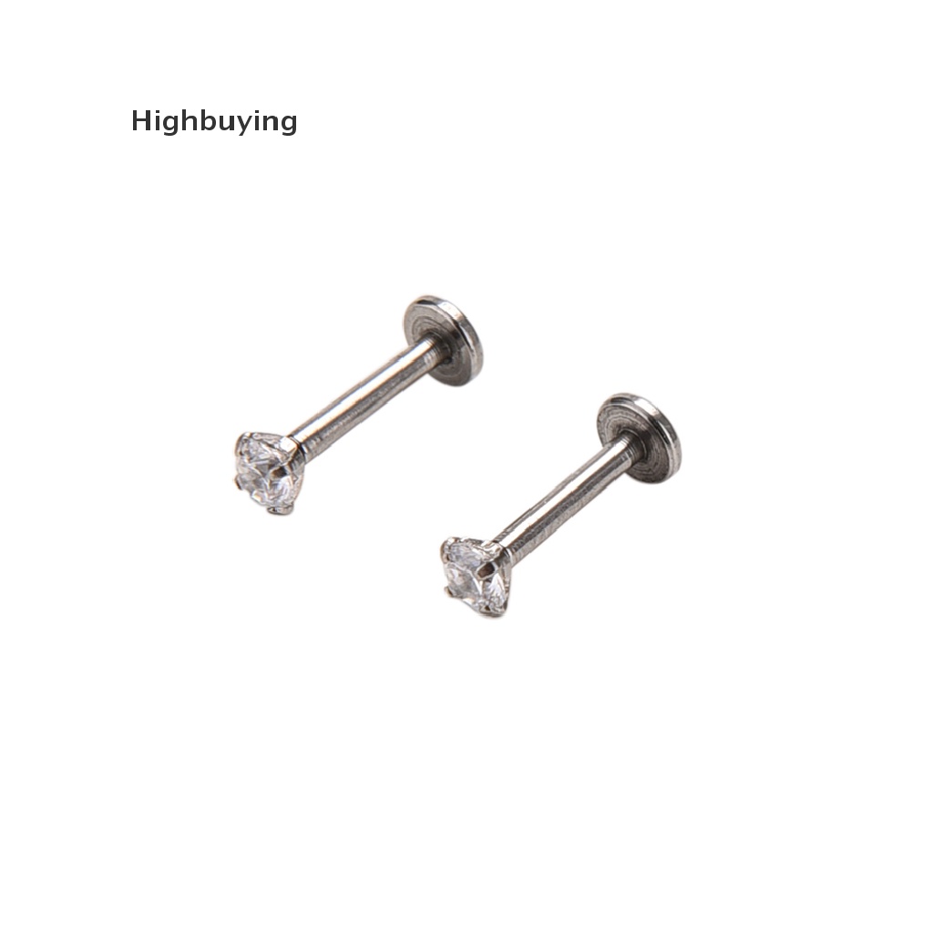 Hbid 2pcs Anting Tindik Bibir Bahan Surgical Steel Hias Cz Glory