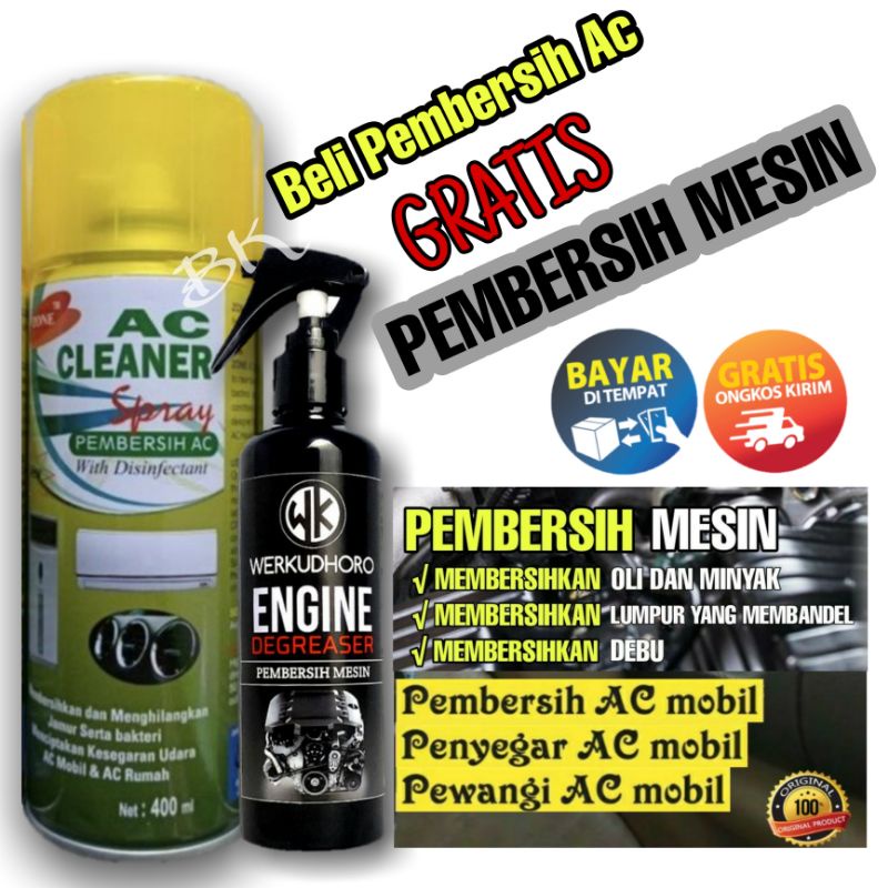 PEMBERSIH AC MOBIL/PEMBERSIH MESIN/AC CLEANER/AC REFRESEHER/ENGINE DEGREASER/MINYAK/OLI/DEBU BUY 1 GET 1