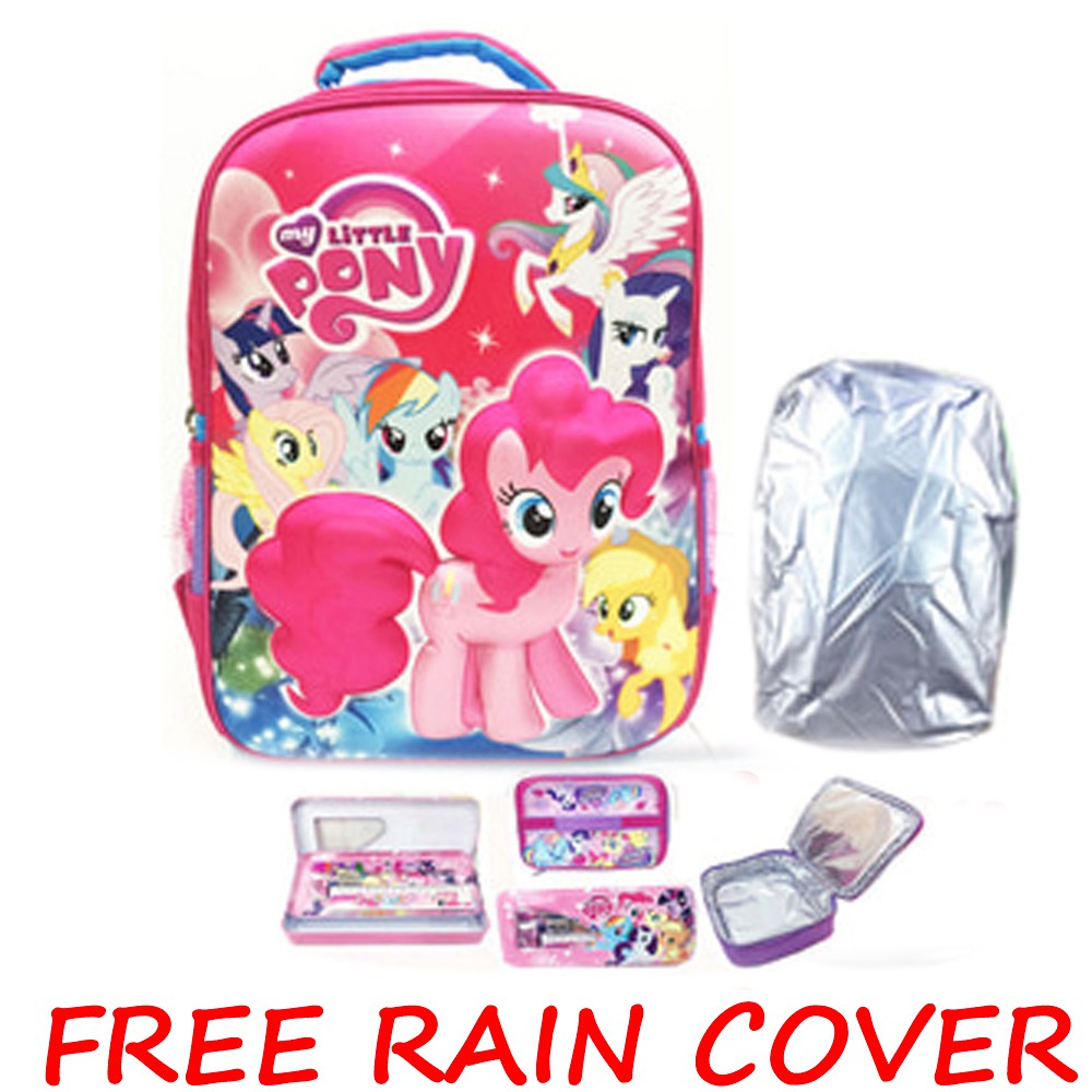 FREE ONGKIR + RAINCOVER Tas Ransel Sekolah SD Pony 3D Timbul Hard Cover LBKP